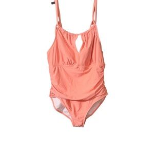 Kona Sol Coral One-Piece Swimsuit with Keyhole Front